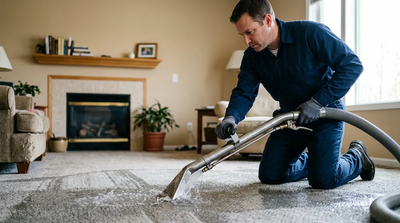 Water damage restoration technician working near South Byron, NY